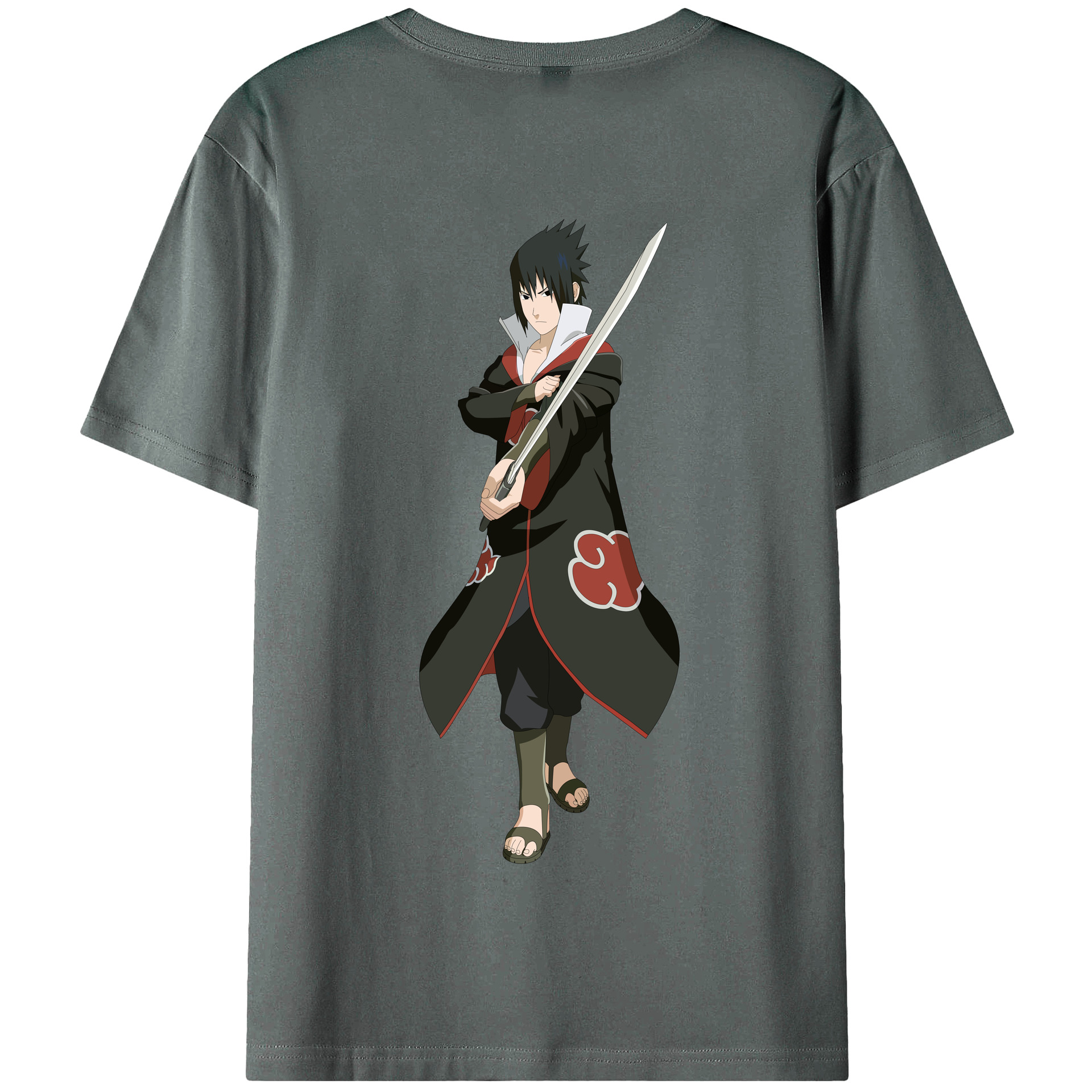 （画像用） NARUTO -ナルト- うちは サスケ Uchiha Sasuke 綿100％半袖Tシャツ（背面プリント）